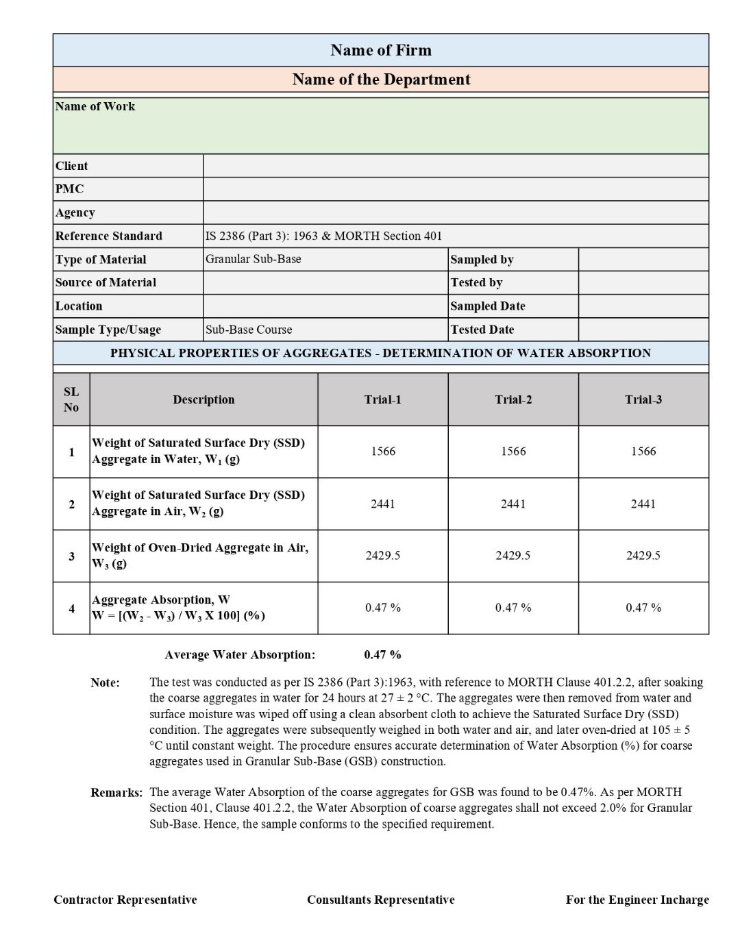 road qc – gsb test report excel road qc – gsb test report excel