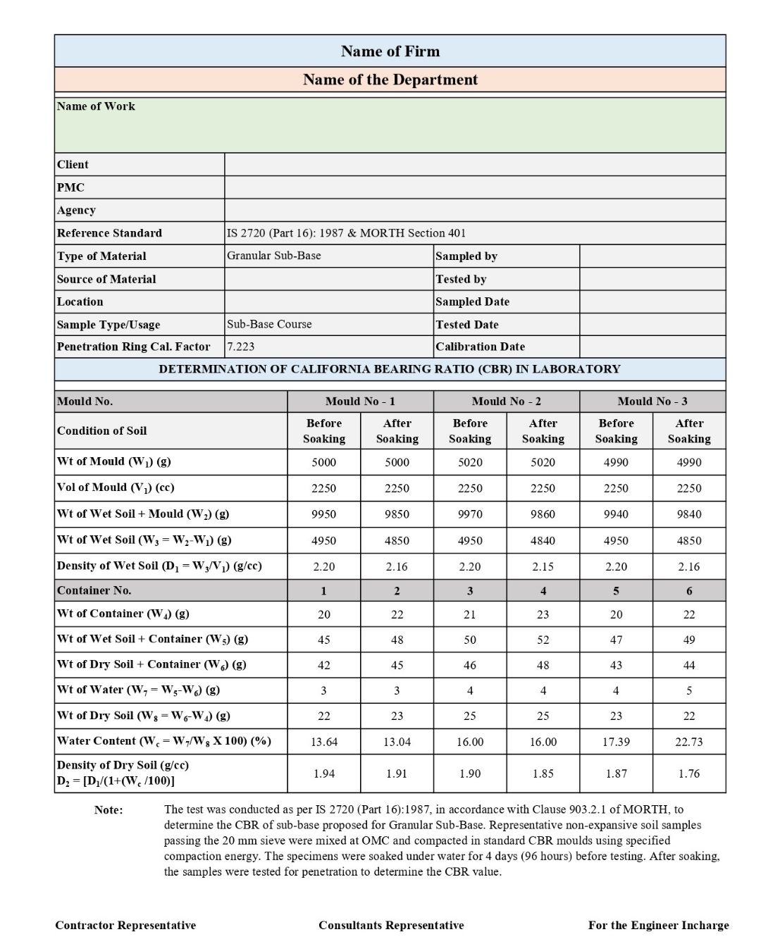road qc – gsb test report excel road qc – gsb test report excel